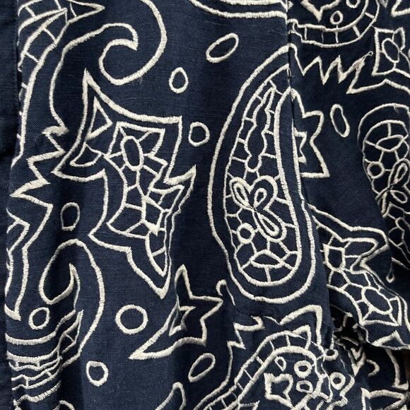 Victor Costa Occasion embroidered Jacket linen paisley Navy Blue White Sz 1X - Picture 8 of 13